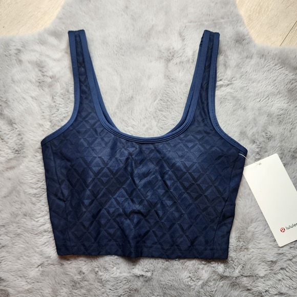lululemon athletica Tops - Textured Mesh Tennis Tank navy Blue XS